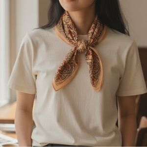 Vintage 60s 70s Light Cotton Paisley Print Scarf Headscarf Bandana Boho Revival